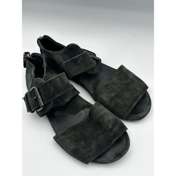Marsèll Suede Sandals Womens Size 36.5 Black Buckle Strap Italian Shoes Zip - Picture 1 of 10
